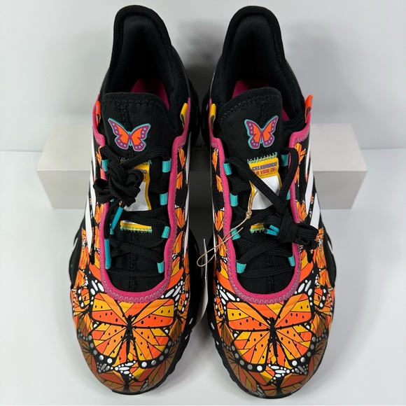 WEB BOOST DAY OF THE DEAD MENS RUNNING SHOE PRIMEKNIT MONARCH BUTTERFLIES ORANGE - Picture 2 of 10